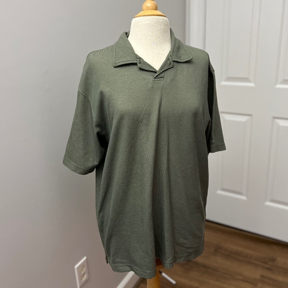 Izod Textured Olive Polo Sz L